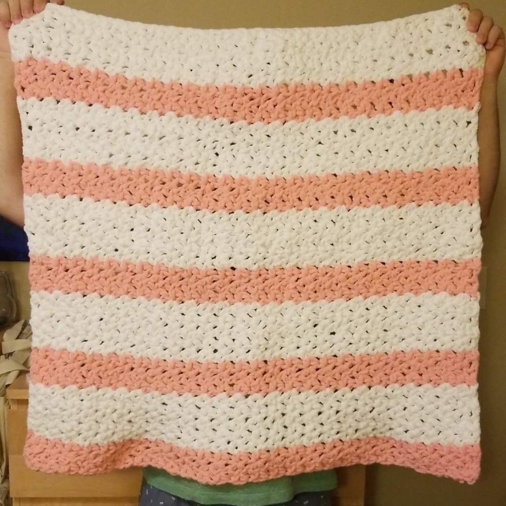 Peach & White baby blanket